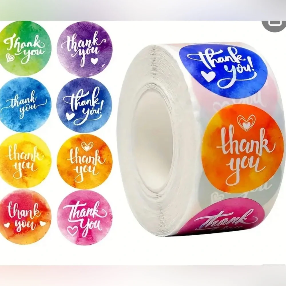 Colorful Rainbow Thank You Sticker 500pcs/Roll